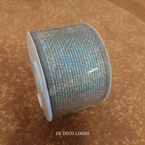 Deco Mesh ribbon Zilver