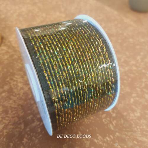Deco Mesh ribbon zwart-goud