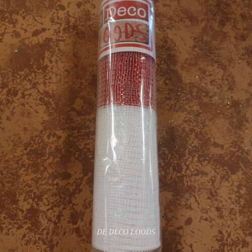 Deco mesh red-white foil