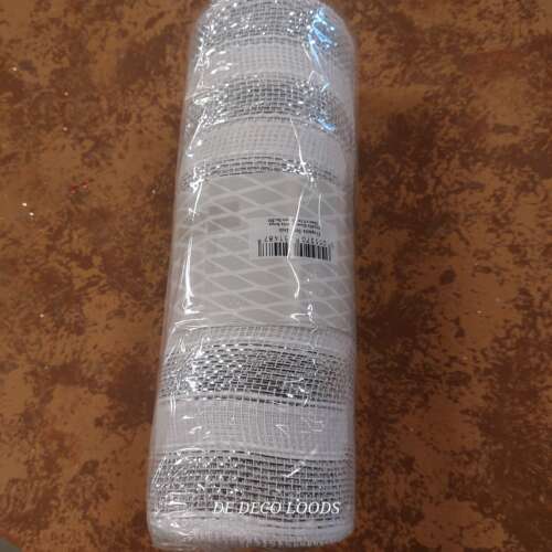 Deco mesh wit-zilver