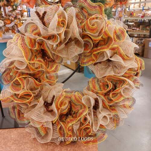 Fall tone decomesh wreath
