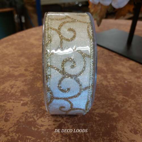 Ivory swirl gold ribbon