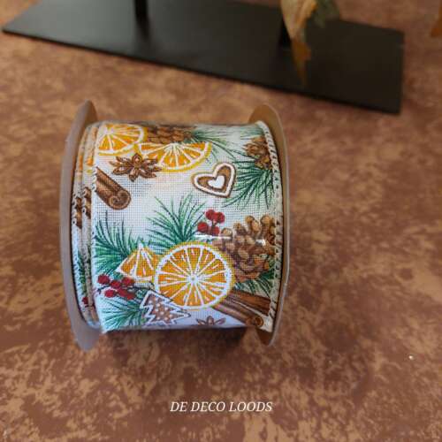 Pinecone cinnamon wired ribbon