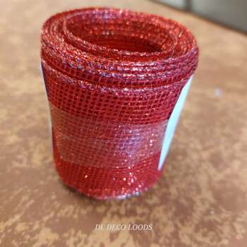 Rood glitter mesh ribbon