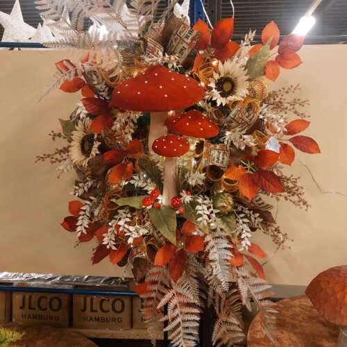 Herfstdecoratie Paddenstoel krans