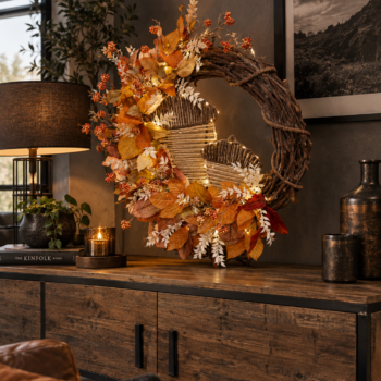 Herfstdecoratie eikel krans