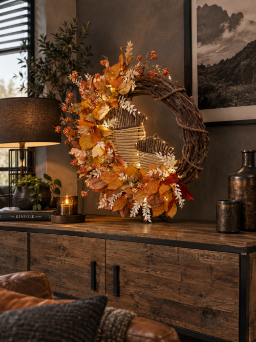 Herfstdecoratie eikel krans