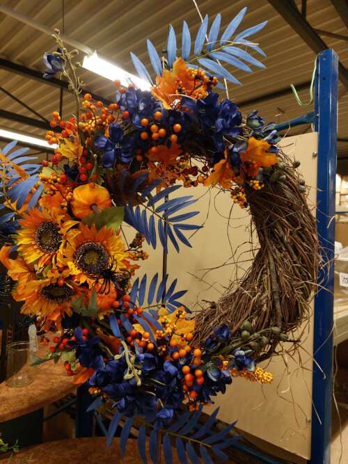 Herfstdecoratie krans blue