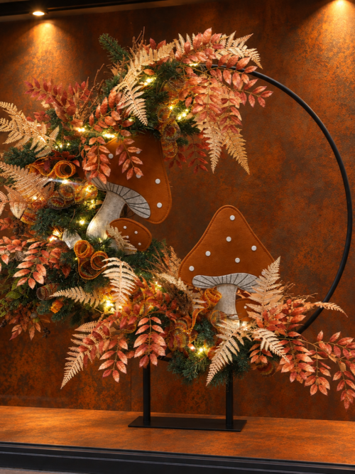 Herfstdecoratie ring paddenstoel