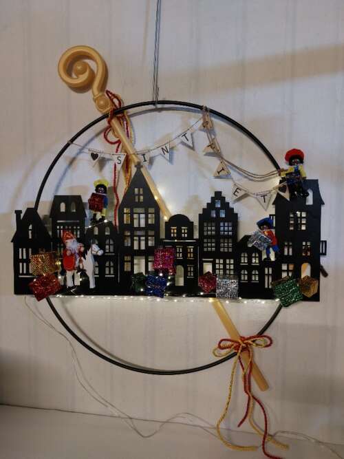 Sinterklaasdecoratie grachtenpand